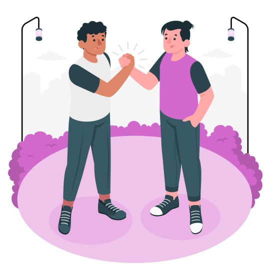 Imagem vetorizada representando dois homens dando um aperto de mãos, simbolizandoum oferecimento e aceitação de ajuda.